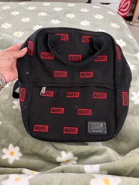Disney Marvel Black Backpack with Red Logo Print